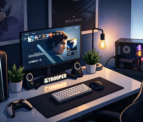 20万円ゲーミングPCの寿命や長期使用をイメージしたデスク環境イラスト