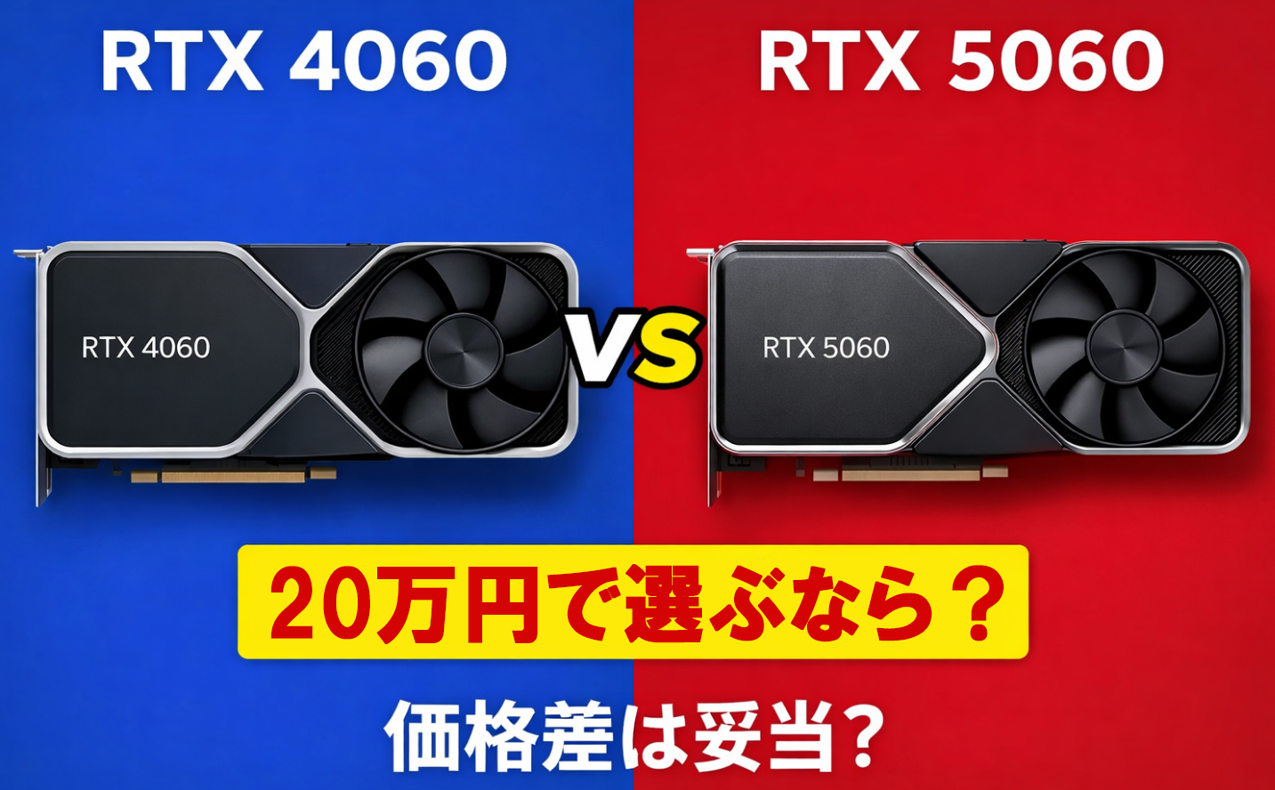 RTX 4060とRTX 5060の比較アイキャッチ画像｜20万円で選ぶならどっちかを検証