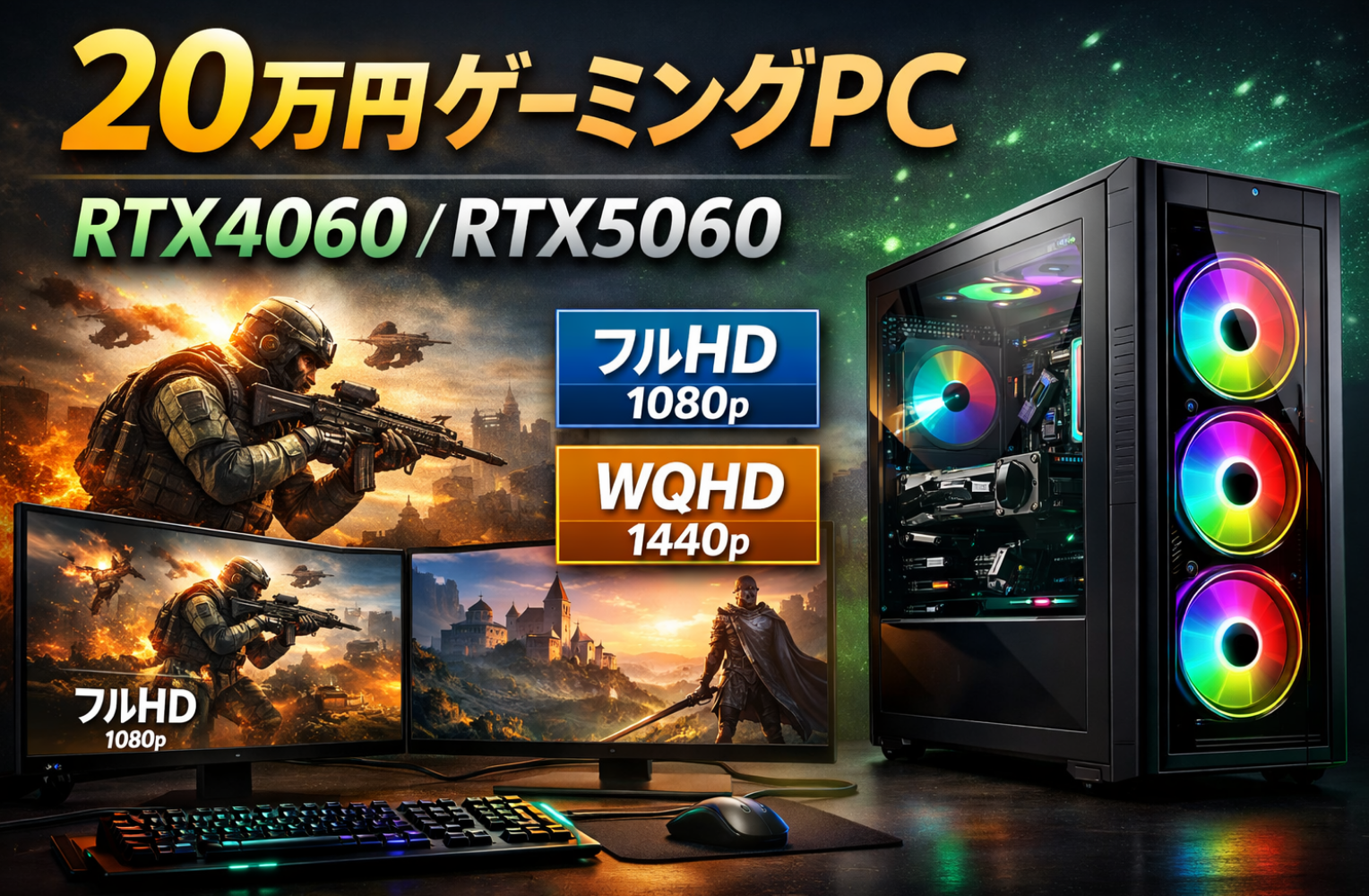 20万円ゲーミングPCの性能目安（RTX4060・RTX5060の性能ライン）