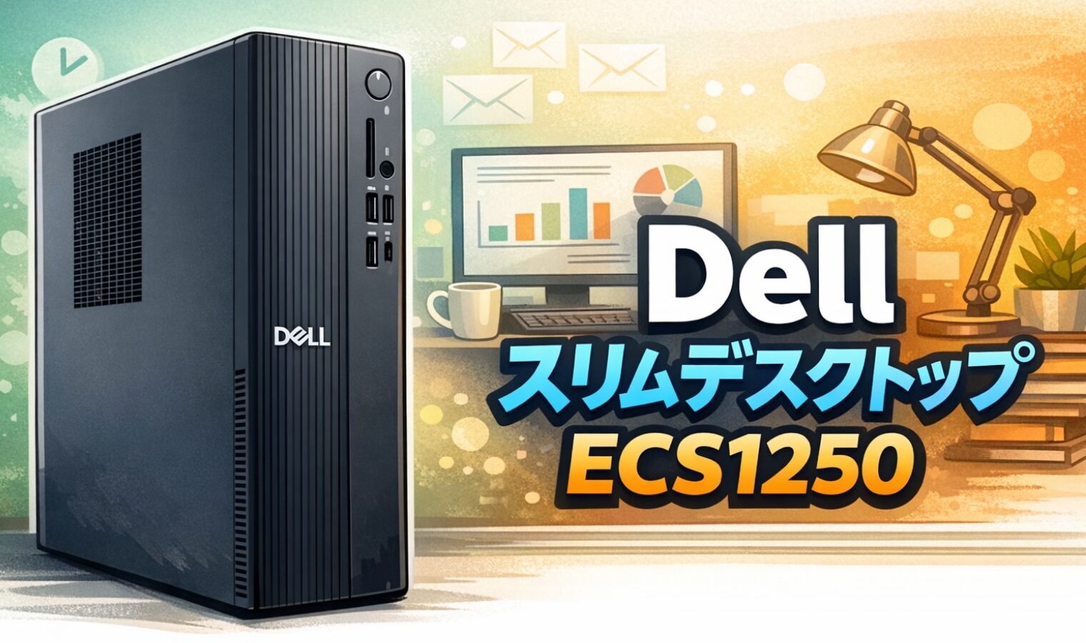 Dell スリムデスクトップ ECS1250の外観イラスト｜コンパクトなビジネス向けデスクトップPC