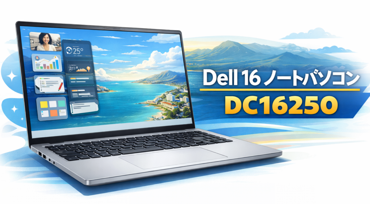 Dell 16 ノートパソコン DC16250 の外観イメージイラスト（16インチノートPC）